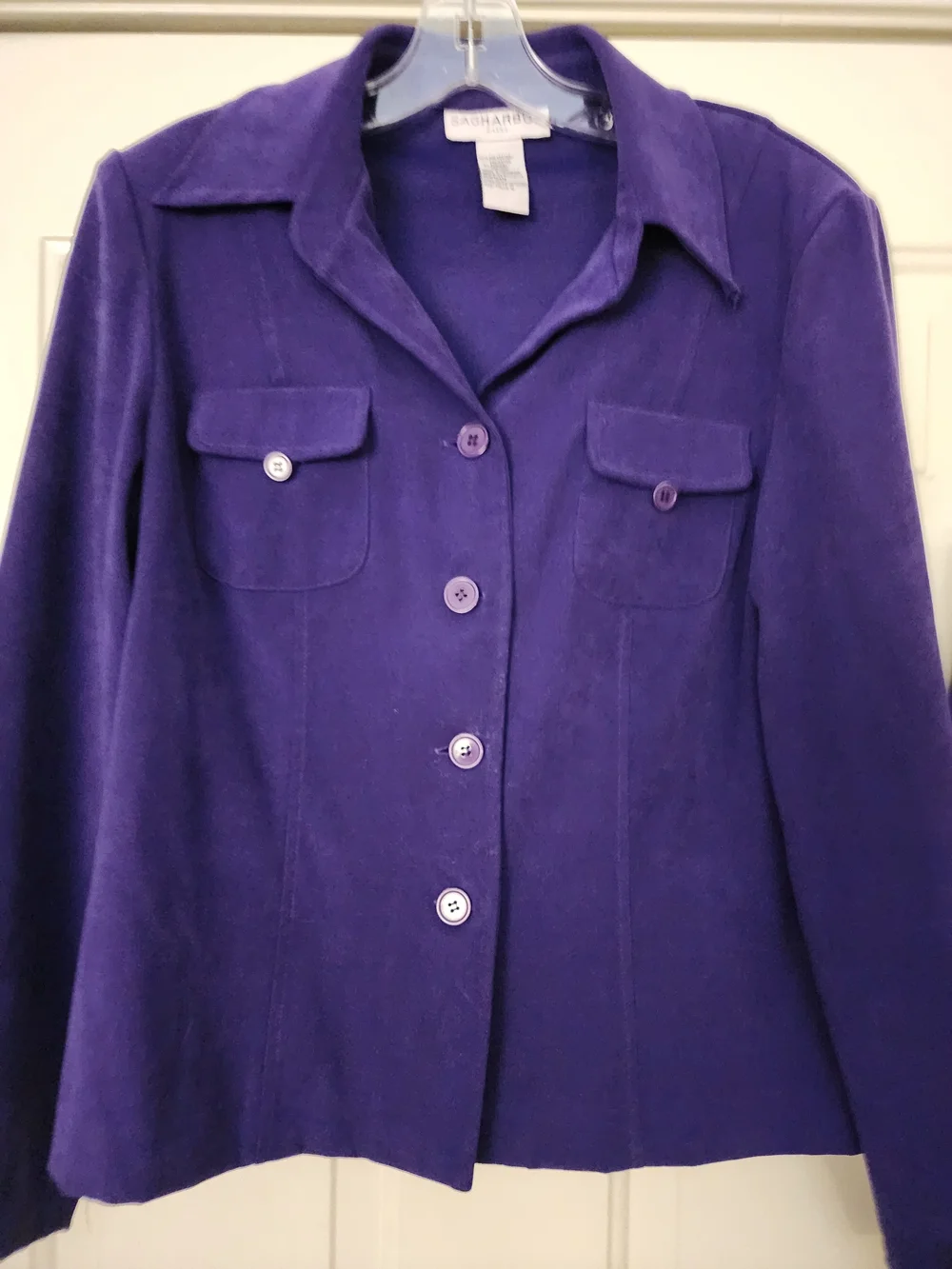 Sag Harbor Royal Purple Two-Piece Pantsuit with Button Jacket Size 10 Tall